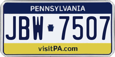 PA license plate JBW7507