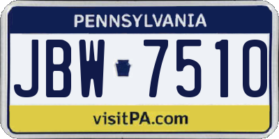 PA license plate JBW7510