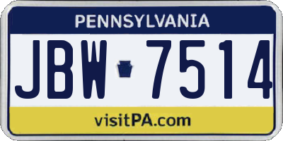 PA license plate JBW7514