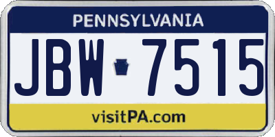 PA license plate JBW7515