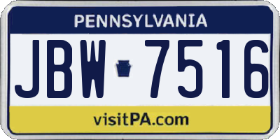 PA license plate JBW7516