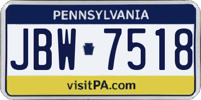 PA license plate JBW7518