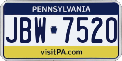 PA license plate JBW7520