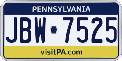 PA license plate JBW7525