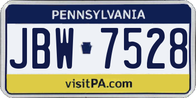 PA license plate JBW7528