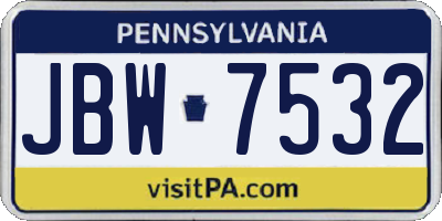 PA license plate JBW7532
