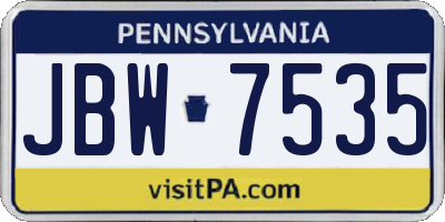 PA license plate JBW7535