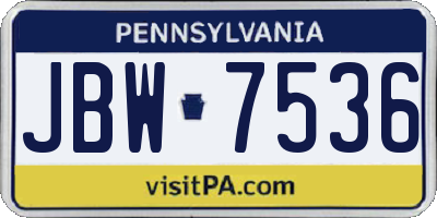 PA license plate JBW7536
