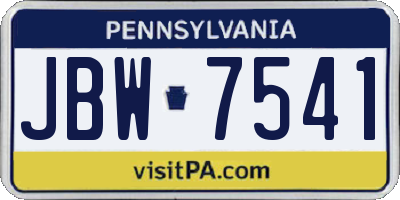 PA license plate JBW7541