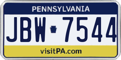 PA license plate JBW7544