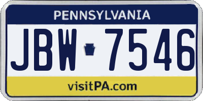 PA license plate JBW7546
