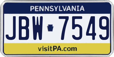 PA license plate JBW7549