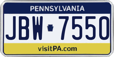 PA license plate JBW7550
