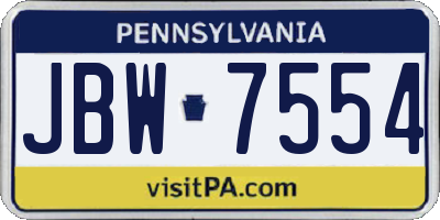 PA license plate JBW7554