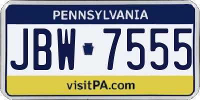 PA license plate JBW7555