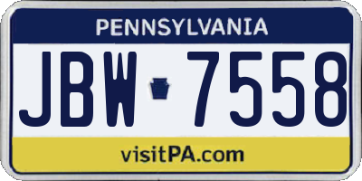 PA license plate JBW7558