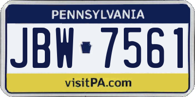 PA license plate JBW7561
