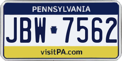 PA license plate JBW7562