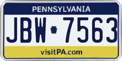 PA license plate JBW7563