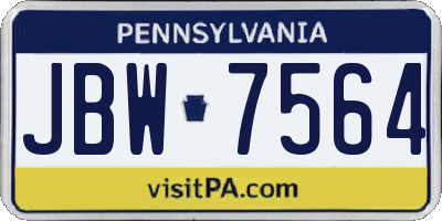 PA license plate JBW7564