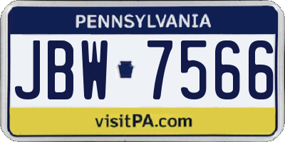 PA license plate JBW7566