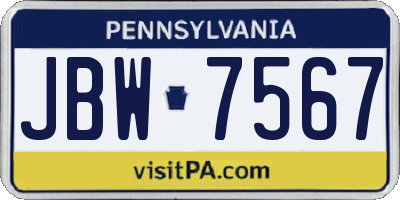 PA license plate JBW7567