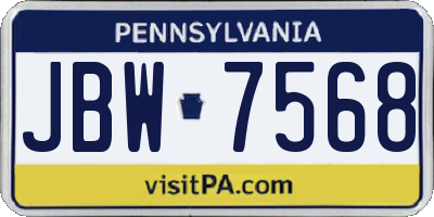 PA license plate JBW7568