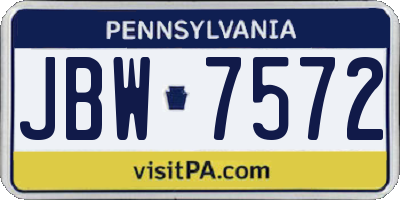 PA license plate JBW7572