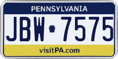 PA license plate JBW7575