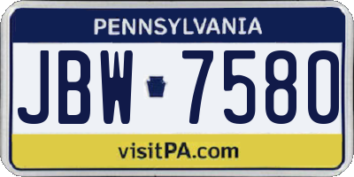PA license plate JBW7580