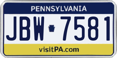 PA license plate JBW7581