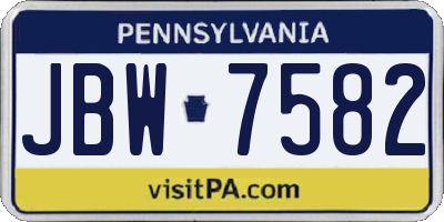 PA license plate JBW7582
