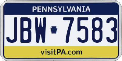 PA license plate JBW7583