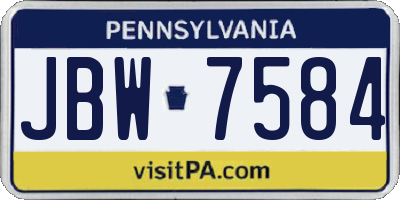 PA license plate JBW7584