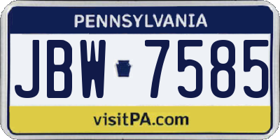 PA license plate JBW7585