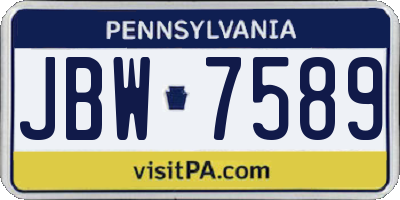 PA license plate JBW7589