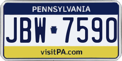 PA license plate JBW7590