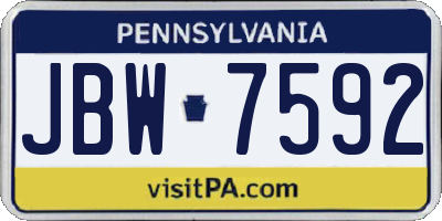 PA license plate JBW7592