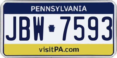 PA license plate JBW7593