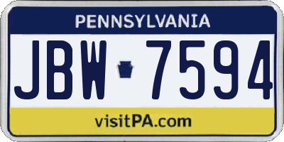 PA license plate JBW7594