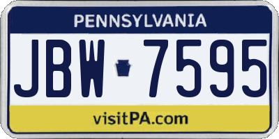 PA license plate JBW7595
