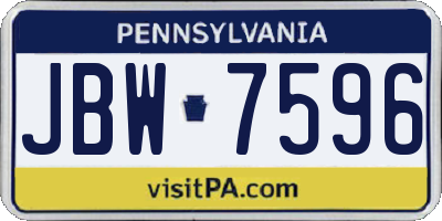 PA license plate JBW7596