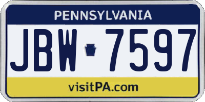 PA license plate JBW7597