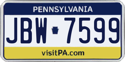 PA license plate JBW7599