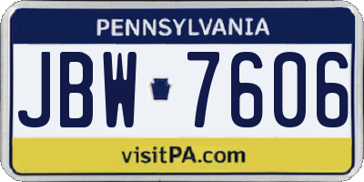 PA license plate JBW7606