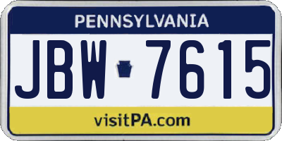 PA license plate JBW7615