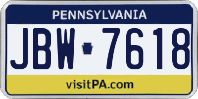 PA license plate JBW7618