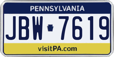 PA license plate JBW7619