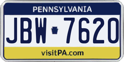 PA license plate JBW7620
