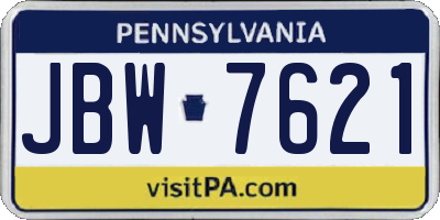 PA license plate JBW7621